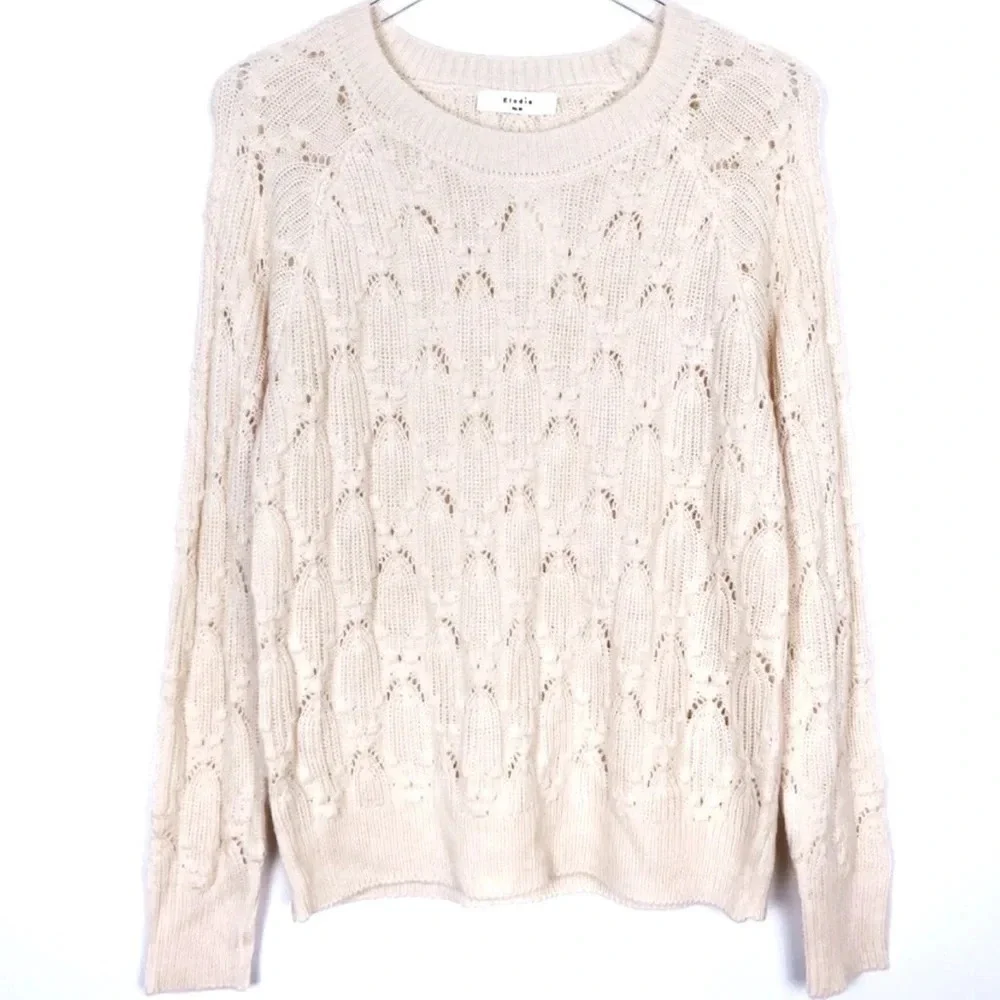 Elodie Nordstrom Cable Knit Crochet Lace Sweater